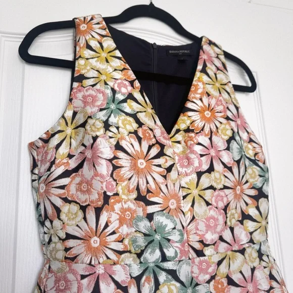 Banana Republic Brocade Iridescent multicolor Floral Dress with Pockets - Picture 11 of 17